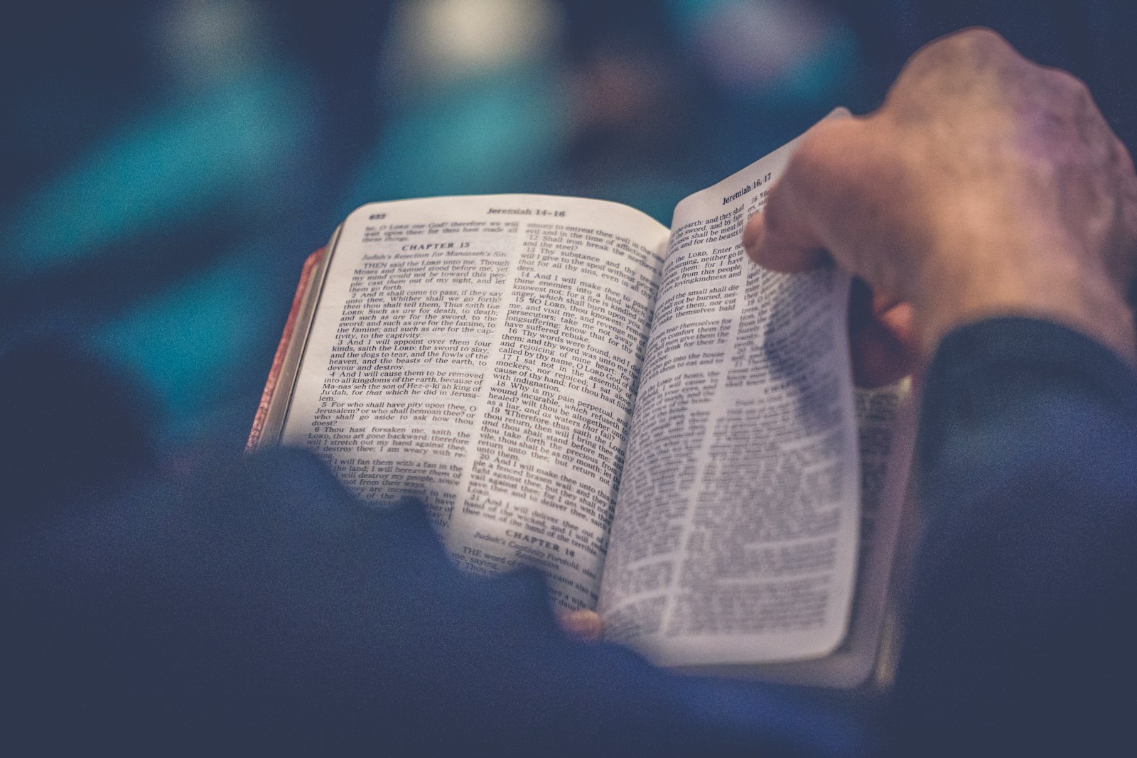 Open Bible in hands