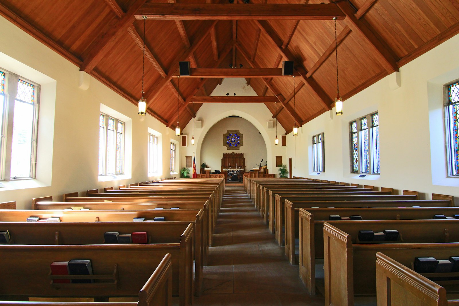 Sunlit chapel interior